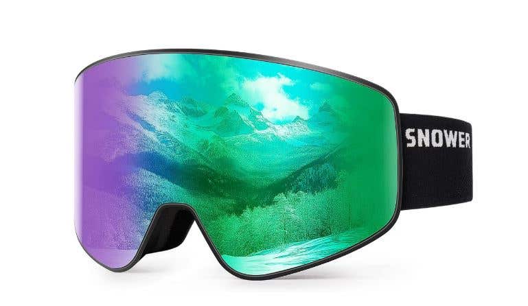 Unisex Snower Ski Snowboard OTG Goggles A2 Vlt 18% Black Frame Revo Green (New) 805812