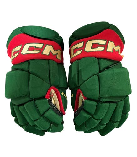 CCM JetSpeed FT1 Pro Stock Hockey Gloves 14” Green WILD 2004