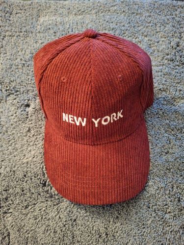 New York City Burgundy Corduroy Strapback Hat