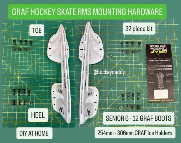Graf Ice Hockey Skates RMS DIY [ SENIOR 6 - 12 | 32 Pcs ] Rapid Mounting System hardware only