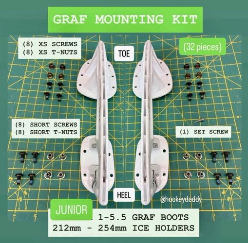 Graf Ice Hockey Skates RMS DIY [ JUNIOR 1 - 5.5 | 32 Pcs ] Rapid Mounting System hardware only