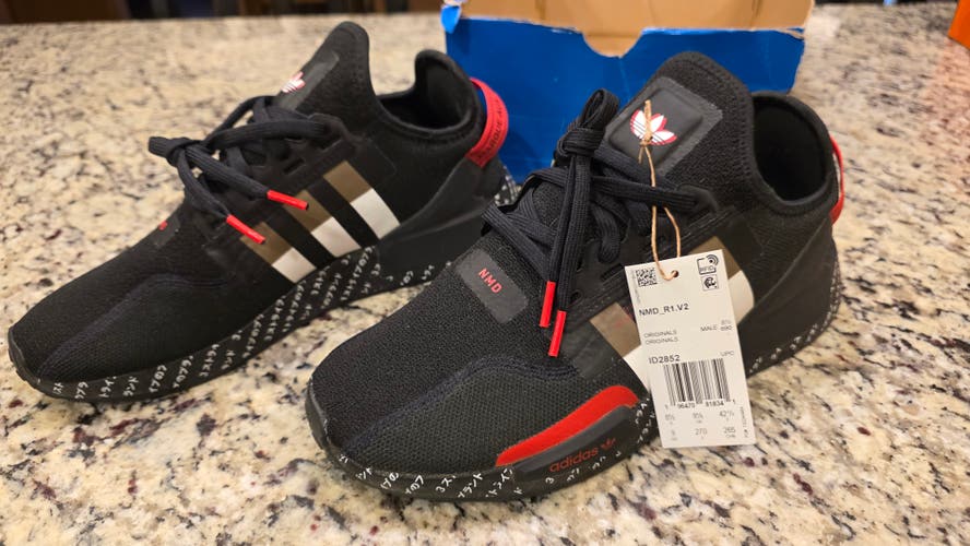 Adidas NMD R1 V2 Shoes (New) Black and red Size M 9.0 (W 10.0)