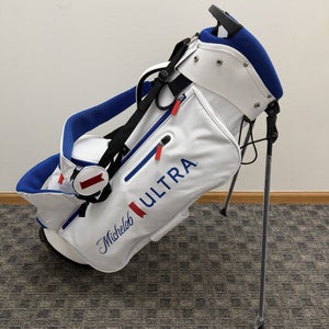 Premium Michelob ULTRA Stand Golf Bag White Blue Red 5-Way Divider W/Rainhood