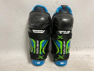 Used Bauer X Youth Shin Guards Black And Carolina Blue 8" 11855-S000202338