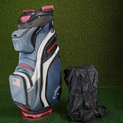 Callaway ORG 14 2019 Cart Golf Bag Red White Blue 14-Way USA Flag W/ Rain Hood