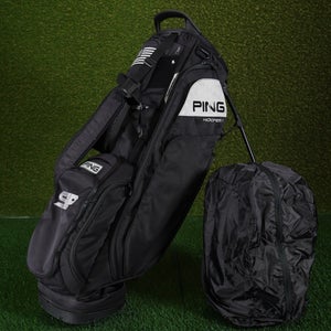Ping Hoofer 14 Stand Golf Bag LOGO Black/White 14-Way Divider W/ Dual Strap+hood