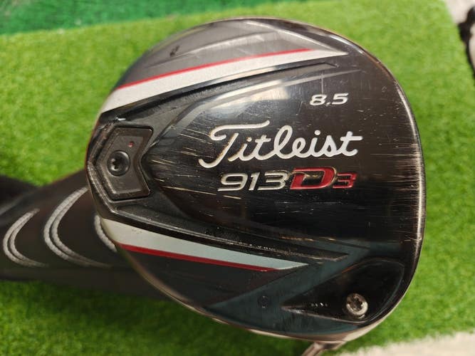 Titleist 913D3 8.5 Degree Driver Stiff Flex Rip Phenom 70 Graphite w Headcover