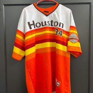 Houston Astros #34 Orange Large Adult Unisex Stitch Jersey (Used)