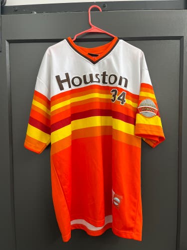 Houston Astros #34 Orange Large Adult Unisex Stitch Jersey (Used)