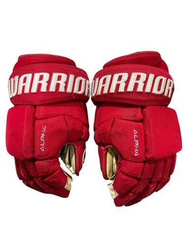 Warrior Alpha 4-Roll Allen Americans Pro Stock Hockey Gloves 14” Red (Used) 1844