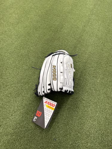 Wilson LH A1000 V125 Softball Glove White w/ Black Laces 12.5" (New)
