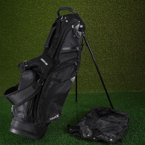 Merchants of Golf Tour X EZ-Caddy Stand Golf Bag Black 4 Way W/ Dual Strap+Hood