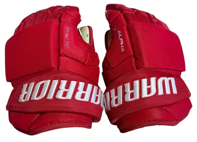 Warrior Alpha 4-Roll Allen Americans Pro Stock Hockey Gloves 14” Red (Used) 1886