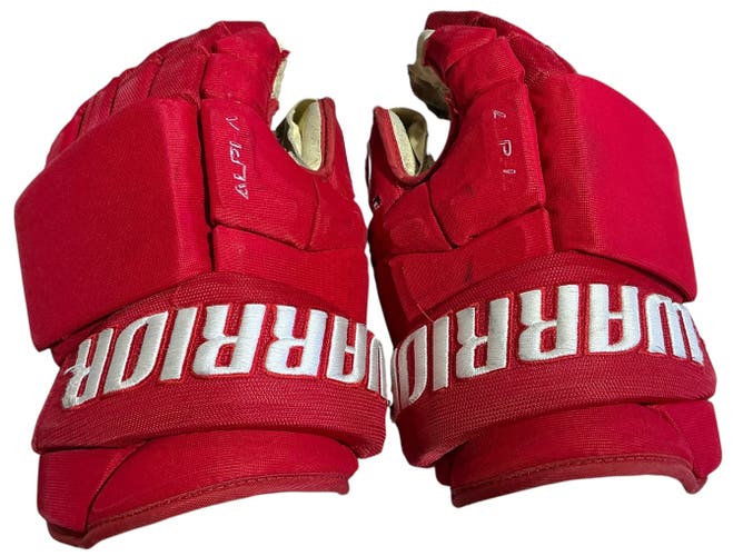 Warrior Alpha 4-Roll Allen Americans Pro Stock Hockey Gloves 15” Red (Used) 1808
