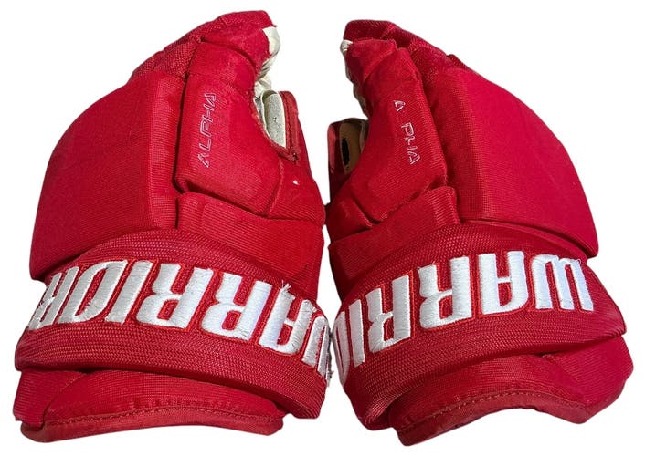 Warrior Alpha 4-Roll Allen Americans Pro Stock Hockey Gloves 14” Red (Used) 2018