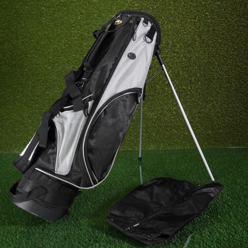 Crospete Golf Stand Bag Black/Gray 6-Way Divider W/ Dual Strap, Rain Hood