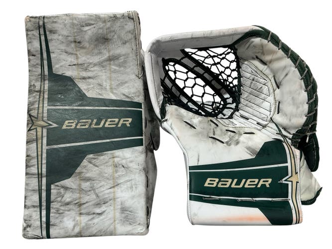 Riley Mercer Bauer Shadow Wild Goalie Glove Set Pro Stock (Used) 6057