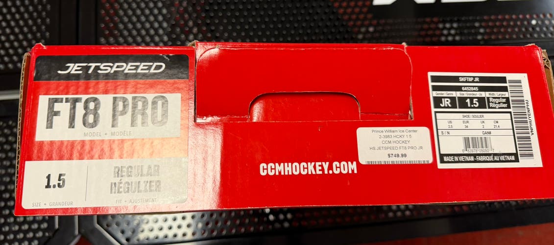 *BRAND NEW PROSHOP SALE* CCM JetSpeed FT8 Pro Hockey Skates BLACK STEP STEEL Size 1.5
