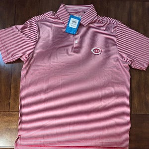 Cincinnati Reds Columbia Golf Men's Striped Red Polo Shirt Size Large NWT