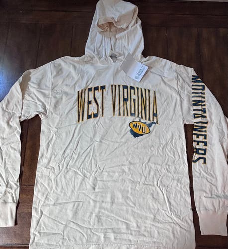 West Virginia Men's ComfortWash Cream Mountaineers Hooded T-Shirt Adult Medium