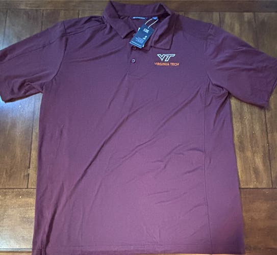 VIRGINIA TECH HOKIE  ATHLETIC MEN’S POLO  SIZE XLT MAROON NWT CUTTER & Buck