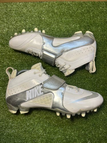 Size 10 Nike Huarache Elite 3 LAX Lacrosse Cleats white silver RARE