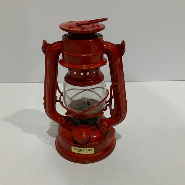 Vintage Winged Wheel No.350 RED Kerosene Hurricane Lantern