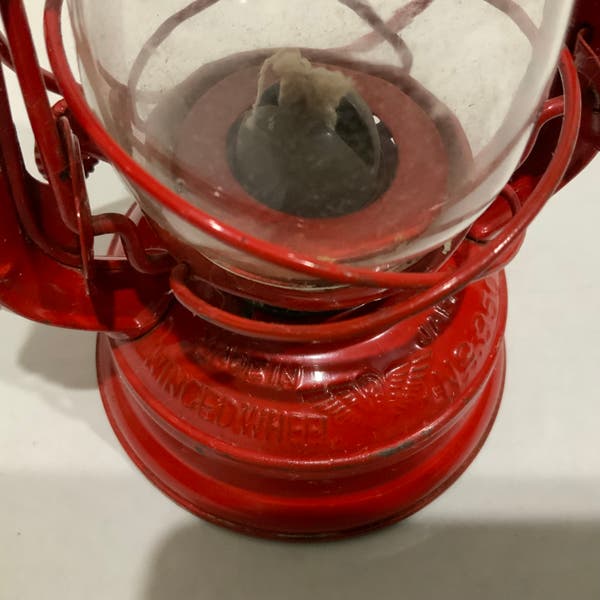 Vintage Winged Wheel No.350 RED Kerosene Hurricane Lantern