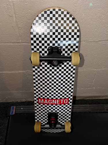 Magneto Skateboard Checkered Graphic Print Complete Cruiser Board As Is Used