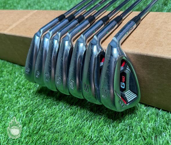 Used RH Ping Green Dot G410 Irons 5-PW/UW XP 95 R300 Regular Steel Golf Set