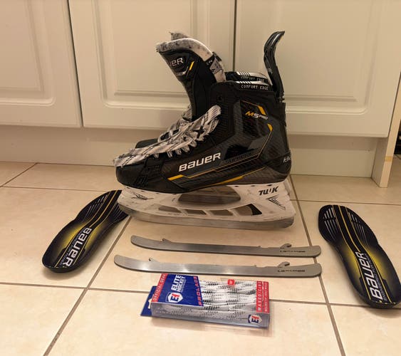 Bauer Supreme M5 Pro Senior Hockey Skates Size 9 Fit 2 With Extra New Steel and Laces