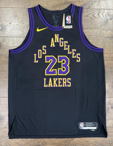 New LA Lakers LeBron James City Edition Black Authentic Nike NBA Jersey XL (Size 52)