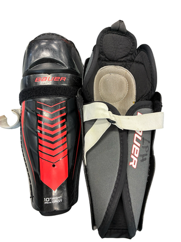 Used Bauer LIL SPORT SHIN GUARDS Junior Shin Guards Black And Red 10" 11682-S000131956
