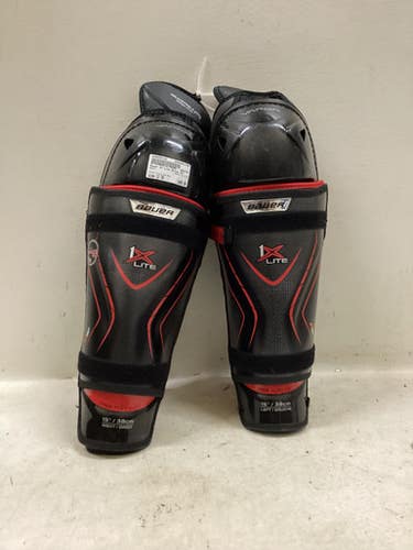 Used Bauer 1X LITE Senior Shin Guards Black And Red 13" 11725-S000500128