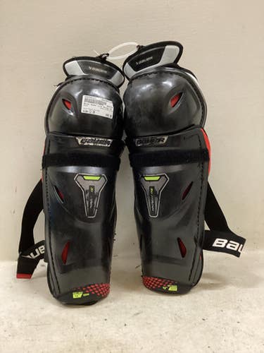 Used Bauer HYPER LITE Senior Shin Guards Black And Red 13" 11725-S000500127