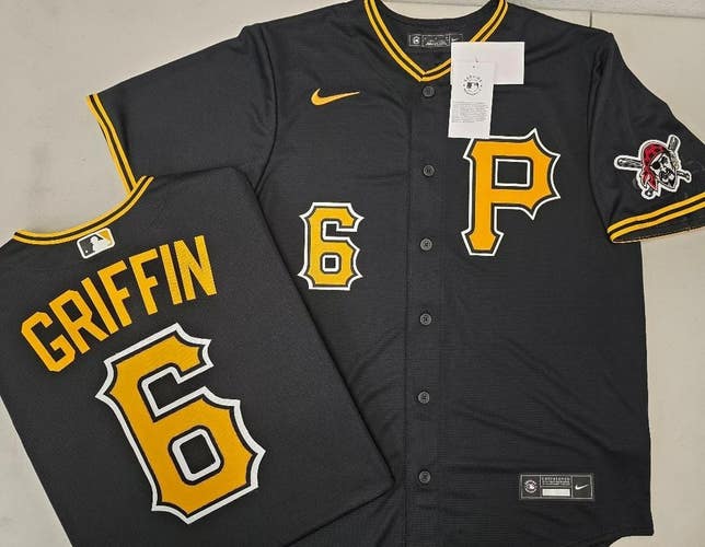 60624 Pittsburgh Pirates KONNOR GRIFFIN 100% REAL Sewn Baseball JERSEY BLACK NWT