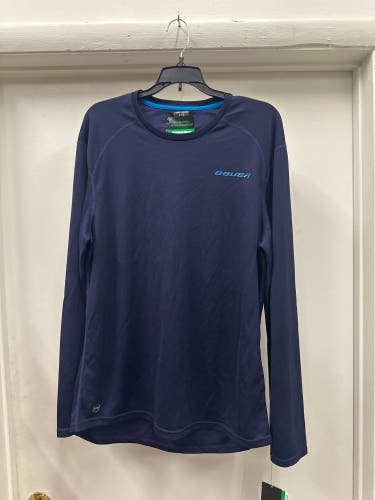 Blue Large Men's Bauer Compression Long Sleeve Shirt (New)