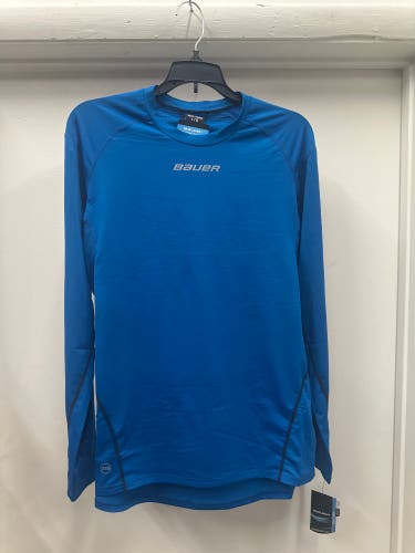 Blue Large Men's Bauer Compression Long Sleeve Shirt (New)