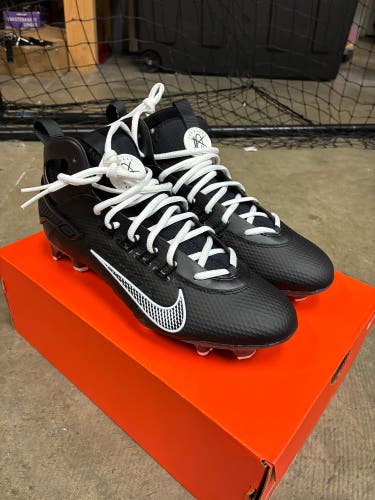Black Unisex Size M 8.5 (W 9.5) Adult Nike Huarache 9 Elite Mid Mid Top Molded Cleats (New)