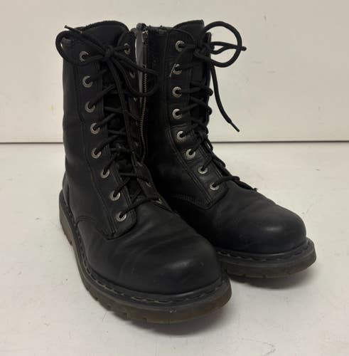 Harley-Davidson 95099 10" Black Leather Side-Zip Combat Boots US Men's 12 EU 45