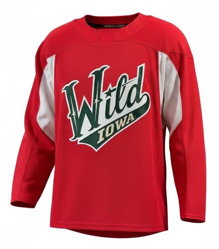 CCM Iowa Wild Red Pro Stock Practice Jersey 64958