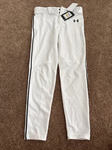 White Unisex Medium Youth Under Armour Game Pants (New)