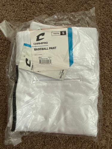 White Unisex Small Youth Champro Game Pants (New)