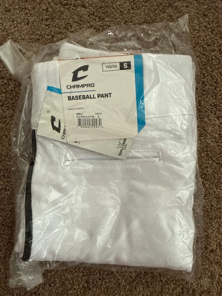 White Unisex Small Youth Champro Game Pants (New)