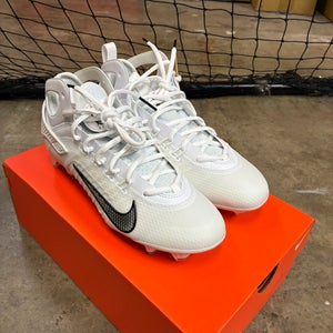 White Unisex Size M 6.5 (W 7.5) Adult Nike Huarache 9 Elite Mid Mid Top Molded Cleats (New)