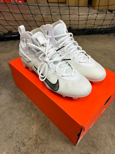 White Unisex Size M 7.0 (W 8.0) Adult Nike Huarache 9 Elite Mid Mid Top Molded Cleats (New)