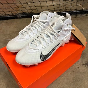 White Unisex Size M 7.5 (W 8.5) Adult Nike Huarache 9 Elite Mid Mid Top Molded Cleats (New)