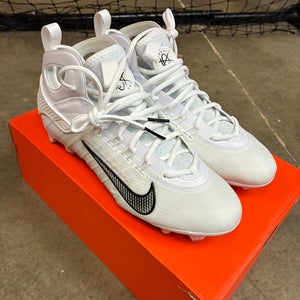 White Unisex Size M 8.0 (W 9.0) Adult Nike Huarache 9 Elite Mid Mid Top Molded Cleats (New)