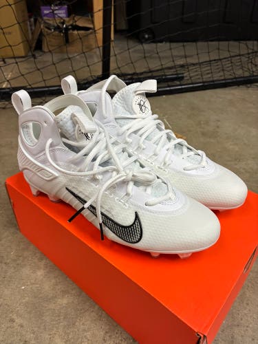 White Unisex Size M 9.0 (W 10.0) Adult Nike Huarache 9 Elite Mid Mid Top Molded Cleats (New)