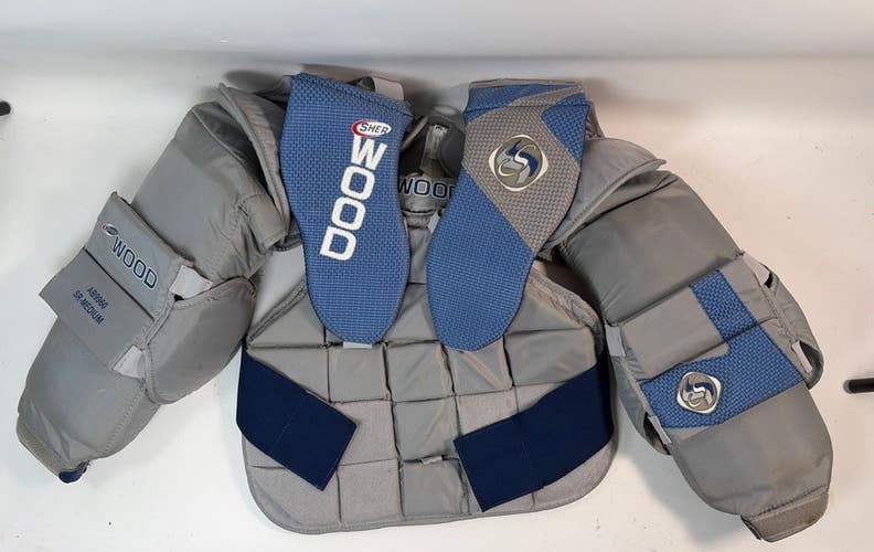 Sherwood AB9960 Hockey Goalie Chest Protector, Grey/Blue, Senior Medium